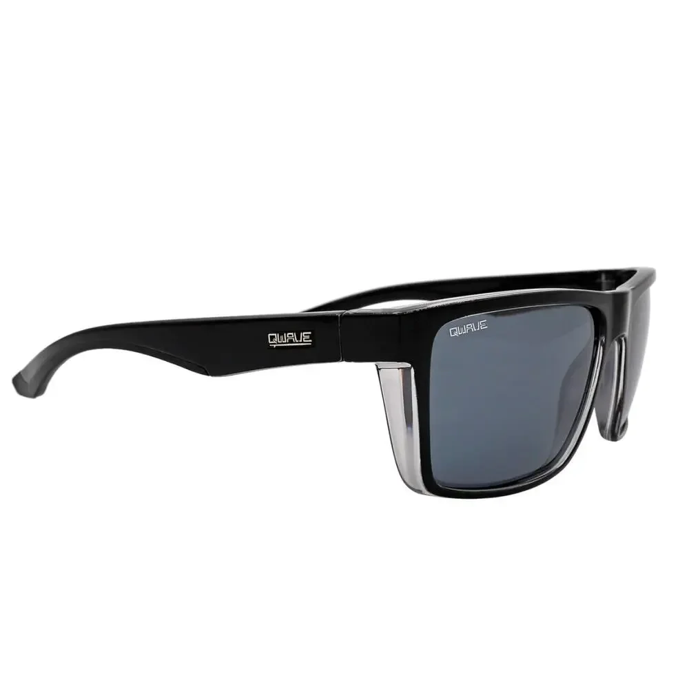 Men's Gloss Black Rectangular Frame Smoke Grey Lens Outdoor Beach Sunglasses New